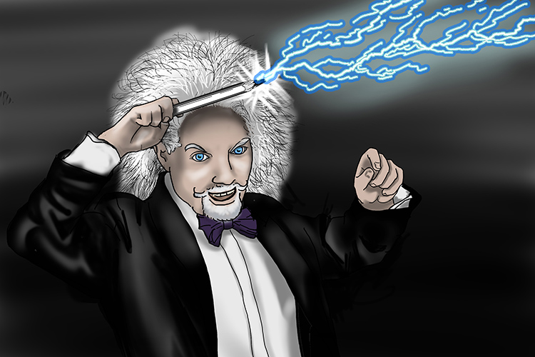 conductor with lightning coming from his conducting baton